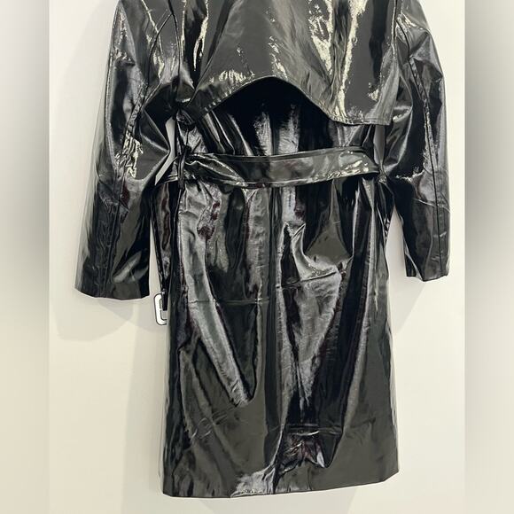 NEW Torn by Ronny Kobo Regina Patent Leather Trench Coat Size Medium - Picture 11 of 13